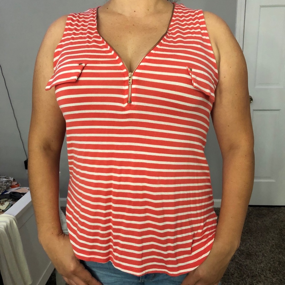 Red and white striped tank top